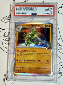 2025 Pokemon Destined Rivals Dri En Rocket's Tyranitar #096 PSA 10 Gem Mint - Image 1