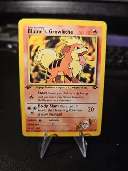 Blaine’s Growlithe 62/132 1st Edition Gym Challenge LP Pokemon TCG WoTC - Image 1