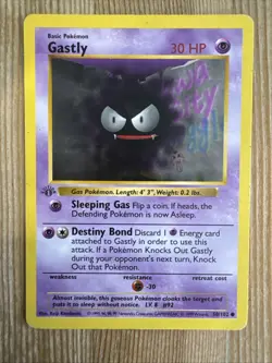 Gastly 50/102 (1st Edition Shadowless) Base Set Pokemon Card LP - Image 1