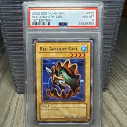 2003 YuGiOh Red Archery Girl SDP-002 1st Edition - Starter Deck Pegasus - PSA 8 - Image 1