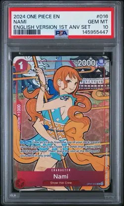 One Piece TCG Nami OP01-016 R English Version, 1st Anniversary Set PSA 10 Gem 💎 - Image 1