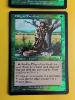Diligent Farmhand x2 Druid MTG Card. Odyssey.Old Border FOIL. 2 cards - Image 2