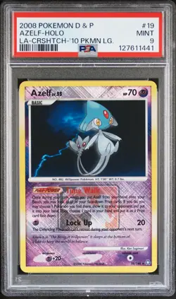 Pokemon Card Azelf 19/146 Crosshatch Holo Foil League Promo PSA 9 MINT - Image 1