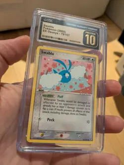 (POP 17) CGC 10 PRISTINE Swablu Pokemon 2005 EX Deoxys 79/107 Card - Image 1