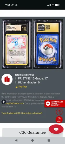 (POP 17) CGC 10 PRISTINE Swablu Pokemon 2005 EX Deoxys 79/107 Card - Image 4