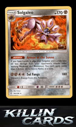 Solgaleo 142/236 Pokemon Holo Rare SM - Cosmic Eclipse Card NM - Image 1