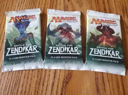 MAGIC THE GATHERING Lot of (3) BATTLE FOR ZENDIKAR Factory Sealed Booster Packs - Image 1