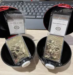 1999 Pokemon Burger King Collectible Pikachu & MewTwo 23k Gold-plated Cards - Image 1