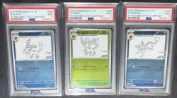 2023 POKEMON JPN SV-P PROMOS YU NAGABA X POKEMON GLACEON VAPOREON LEAFEON PSA 9 - Image 1