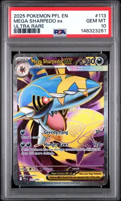 PSA 10 MEGA SHARPEDO EX 113/094 ULTRA RARE PHANTASMAL FLAMES POKEMON 🌑 - Image 1