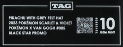 2023 SVP Pokemon X Van Gogh Promo #085 Pikachu With Grey Felt Hat TAG 10 (958) - Image 3