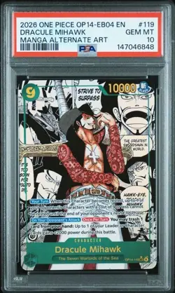 DRACULE MIHAWK #119 MANGA ALT ART - OP14-119 THE AZURE SEA'S SEVEN - PSA 10 - Image 1