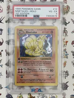 1999 POKEMON BASE SET 1ST EDITION #12 NINETALES HOLO PSA 4 CLEAN CARD - Image 1