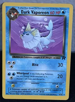 Pokemon TCG Original Dark Vaporeon 45/82 Team Rocket Regular Rare Black Diamond - Image 1