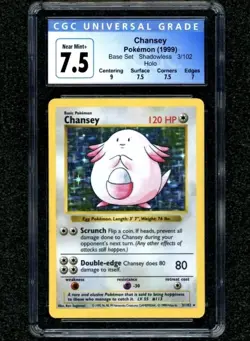 CHANSEY HOLO (SHADOWLESS) - CGC 7.5 NEAR MINT - 1999 Base Set - Pokemon TCG - Image 1