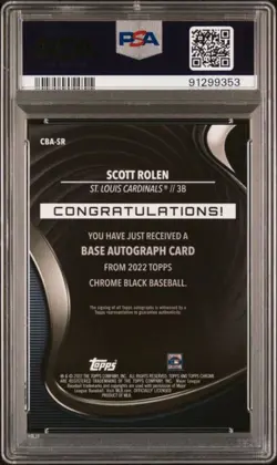 2022 Topps Chrome Black #CBA-SR Scott Rolen PSA 10 GEM MINT Auto Cardinals - Image 2