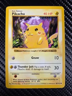 1999 Pokemon Base Set Shadowless Red Cheeks Pikachu 58/102 Vintage - Image 1