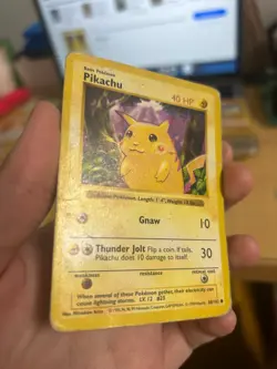 Pikachu Shadowless Red Cheeks 58/102 Base Set 1999 Pokemon TCG Card MP - Image 3