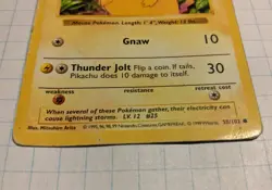 Pikachu Red Cheeks Shadowless 58/102 HP Common Base Set Pokemon WOTC 1999 - Image 3