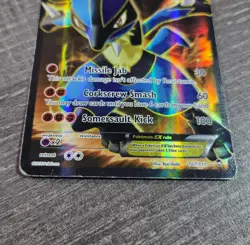 Lucario EX 107/111 Furious Fists Ultra Rare Holo Pokemon Card DMG - Image 2