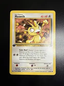 Meowth 62/82 Common 1st Edition Team Rocket Pokemon Card - Image 1