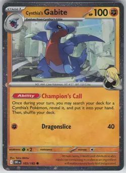 Cynthia's Gabite (Cosmos Holo) Common Miscellaneous Cards & Products 103/182 NM - Image 1