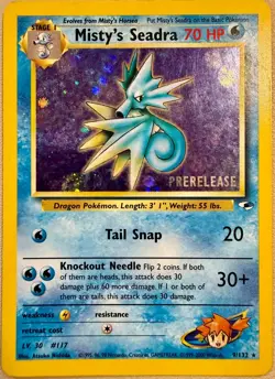 Pokemon TCG Misty's Seadra Prerelease Holo Card 9/132 LP Condition - Image 1