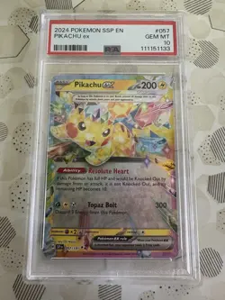 PIKACHU EX #057 GEM MT PSA 10. 2024 POKEMON SSP EN - Image 1