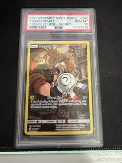 2019 Pokemon Sun Moon Cosmic Eclipse Secret Full Art Magnemite #242/236 PSA 10 - Image 1