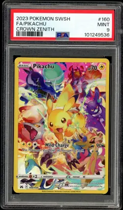 2023 POKEMON SWORD & SHIELD CROWN ZENITH #160 FULL ART/PIKACHU PSA 9 - Image 1