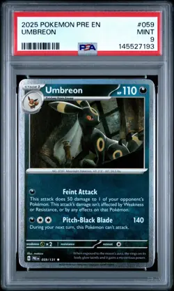 Umbreon 059/131 Prismatic Evolutions PSA 9 Rare Pokemon card - Image 1
