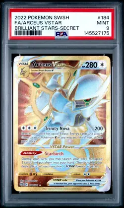 Arceus VSTAR 184/172 Secret Rare Brilliant Stars PSA 9 Gold Pokemon card - Image 1