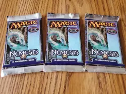 MAGIC THE GATHERING Lot of Three (3) NEMESIS Factory Sealed Booster Packs - Image 1