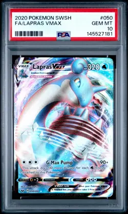 Lapras VMAX 050/202 Ultra Rare Sword & Shield PSA 10 Pokemon card - Image 1