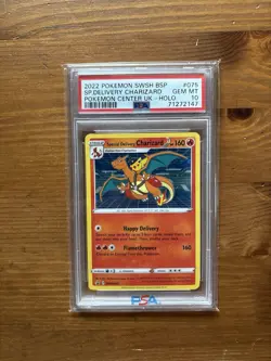 2022 POKEMON SWSH BLACK STAR PROMO #075 SPECIAL DELIVERY CHARIZARD-HOLO PSA 10 - Image 1
