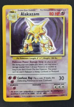 Pokemon Cards: Base Set Rare Holo: Alakazam 1/102 - Image 1