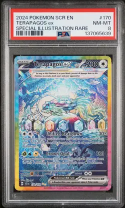 Terapagos Ex Special Illustration Rare Pokemon Scr En-Stellar Crown 170 NM PSA 8 - Image 1