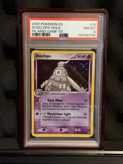 DUSCLOPS PSA 8 2007 POKEMON EX POWER KEEPERS #14/108 MIND GAME TD W Swirl - Image 1