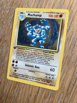 1999 Pokemon Base Set 1st Edition Machamp #8 8/102 Holo Misprint Error Wizards - Image 2