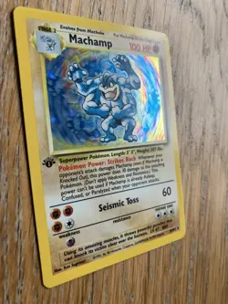 1999 Pokemon Base Set 1st Edition Machamp #8 8/102 Holo Misprint Error Wizards - Image 3