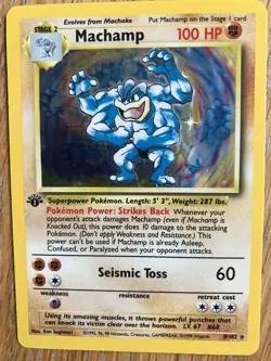 1999 Pokemon Base Set 1st Edition Machamp #8 8/102 Holo Misprint Error Wizards - Image 4