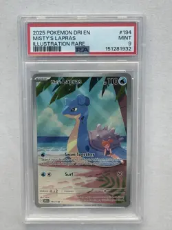 2025 POKEMON MISTY'S LAPRAS 194/182 DESTINED RIVALS ILLUSTRATION RARE - PSA 9 - Image 1