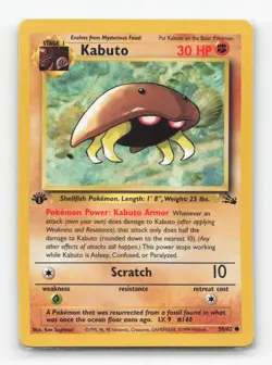 Pokemon TCG - Kabuto 50/62 Lightly Played Common Fossil 1st Edition - Image 1