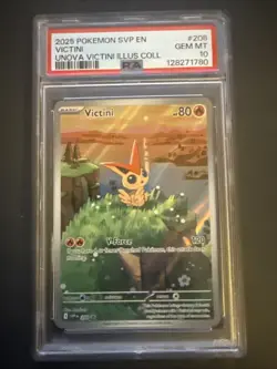 2025 POKEMON SVP PROMO VICTINI ILLUSTRATION COLLECTION #208 VICTINI PSA 10 - Image 1