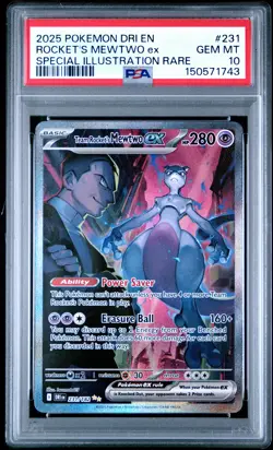 2025 POKEMON DRI EN-DESTINED RIVALS #231 TEAM ROCKET'S MEWTWO EX PSA 10 - Image 1