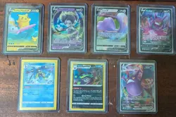 Pokemon Cards Stage1,2, Basic V and Vmax Used lot of 7 VG + Pokemon Gold Money - Image 1