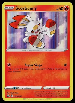 Pokemon Card Sword & Shield Promo Scorbunny SWSH002 Holo - Image 1