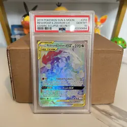 2019 Pokemon Sun & Moon Reshiram & Zekrok GX Cosmic Eclipse - Secret Gem MT 10 - Image 3
