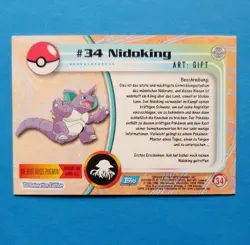 TV Animation, 34 Nidoking, Holo, Blue Logo, Pokemon Karte Topps Series 1, 1999 - Image 3