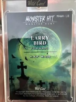 Larry Bird 2025 Wild Card Haunted Hits - MONSTER HIT 1/1 Orannge Cracked Ice - Image 2